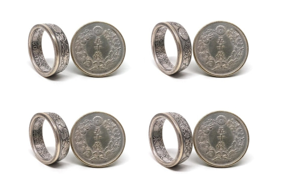 戴 硬幣戒指 COIN RING~日本旭日五十錢(銀幣) 手工戒指 手做戒指 錢幣戒指 第8張的照片