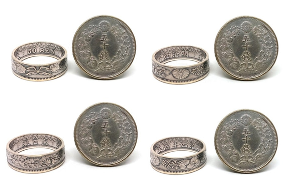 戴 硬幣戒指 COIN RING~日本旭日五十錢(銀幣) 手工戒指 手做戒指 錢幣戒指 第9張的照片