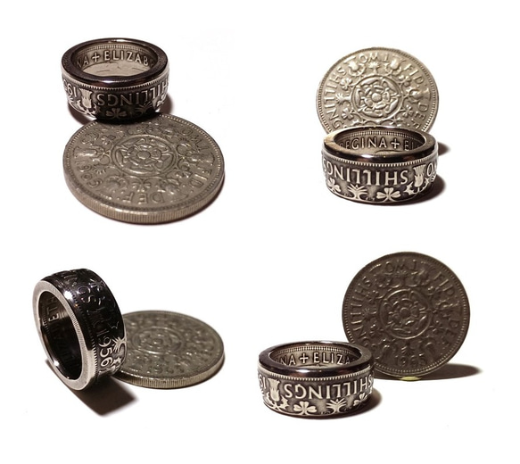 戴 硬幣戒指 COIN RING ~ 英國 兩先令 Shillings 硬幣戒指(皇冠造型)手工戒指 手做戒指 錢幣戒指 第3張的照片