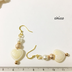 ビンテージハートパールピアス&イヤリング 2枚目の画像