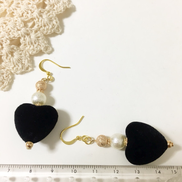 秋冬♡ハートパールピアス&イヤリング 2枚目の画像