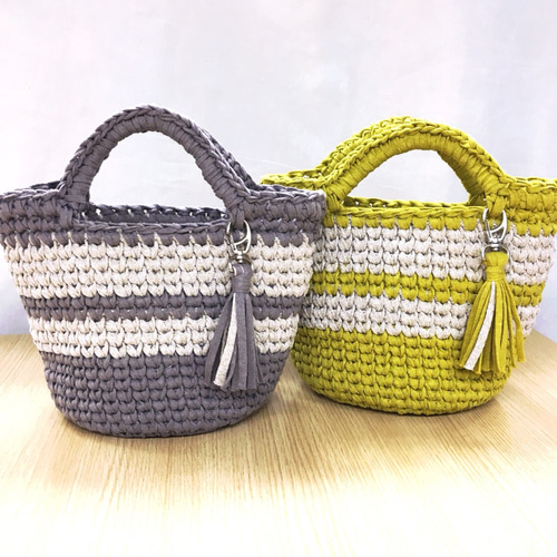 マルシェバッグ【受注生産】hoooked ribbonxl 使用 トートバッグ 