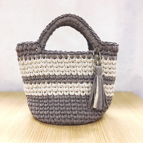 マルシェバッグ【受注生産】hoooked ribbonxl 使用 トートバッグ 