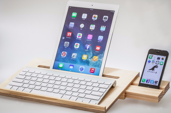 《石三木廠 》手作木製多功能筆記型電腦架,可同時放ipad iphone macbook 第6張的照片