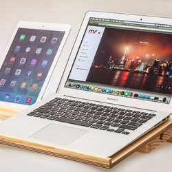 《石三木廠 》手作木製多功能筆記型電腦架,可同時放ipad iphone macbook 第7張的照片