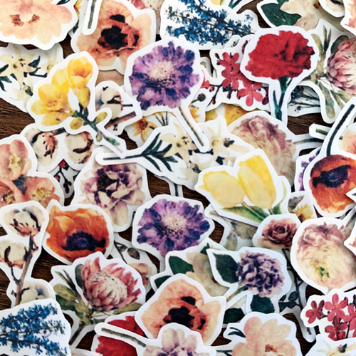 60枚！イラストフラワーフレークシール シール・ステッカー mm 通販