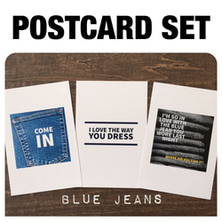 並べてオシャレな統一感のあるポストカード3枚セット Blue jeans 1枚目の画像