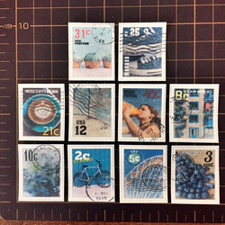 50枚！BLUE切手フレークシール 2枚目の画像