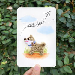 萬用卡/祝福卡/友情卡-在戶外玩耍的柴犬-手工客製卡片 第3張的照片