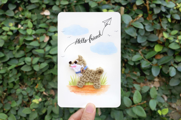 萬用卡/祝福卡/友情卡-在戶外玩耍的柴犬-手工客製卡片 第3張的照片