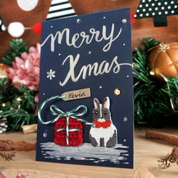 限量聖誕節手工客製明信片-雪地裡的兔子與禮物 第2張的照片