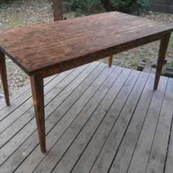 アンティークテーブル 焼き加工 レトロテーブル　アメリカン家具　カントリーダイニングテーブル　茶色 1枚目の画像