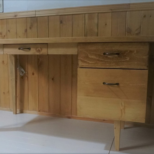 デスク　机　無垢材　天然木　アンティーク　北欧　コンパクト 無垢材デスク ハンドメイド コンセント付き 北欧風 PCデスク 学習机