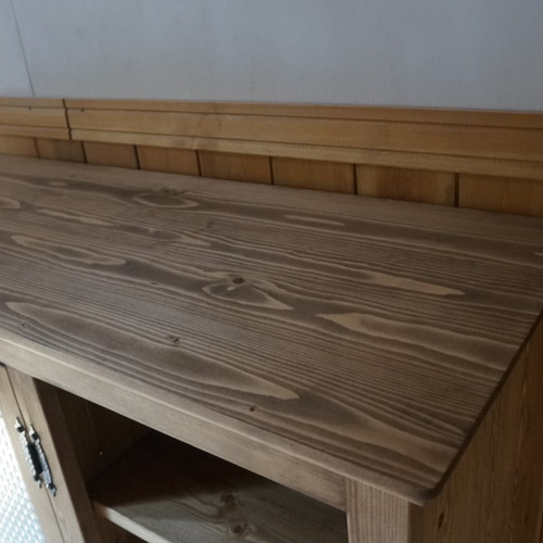 ハンドメイド食器棚 チェッカーガラス扉 サイズオーダー可