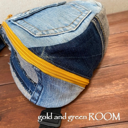 しずく型ボディバッグ カモ＆コラージュ デニムリメイク 525 ボディ