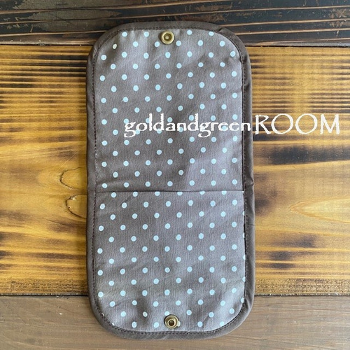 マスクケース ポケット付き ブラウンドット柄 デニムリメイク 381  