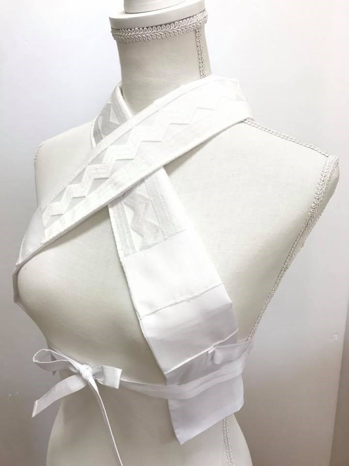 LILIA仕立て衿＆衿ベール/オーガンジー・刺繍・幾何学・白・（EV17003-2）