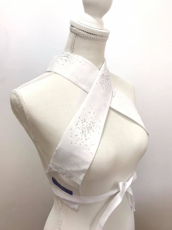 LILIA仕立て衿＆衿ベール/白オーガンジー・シルバースパンコール・輝き・エレガント・（EV17001-2）