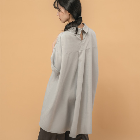 Departure_Departure Asymmetrical Shirt_20SF050_Gray Strip 4枚目の画像