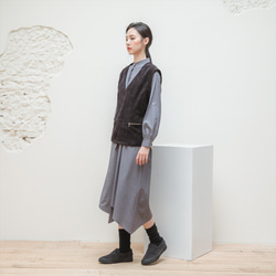 【クラシックオリジナル】Calm_XiaoMo suede vest_CLT505_black 3枚目の画像