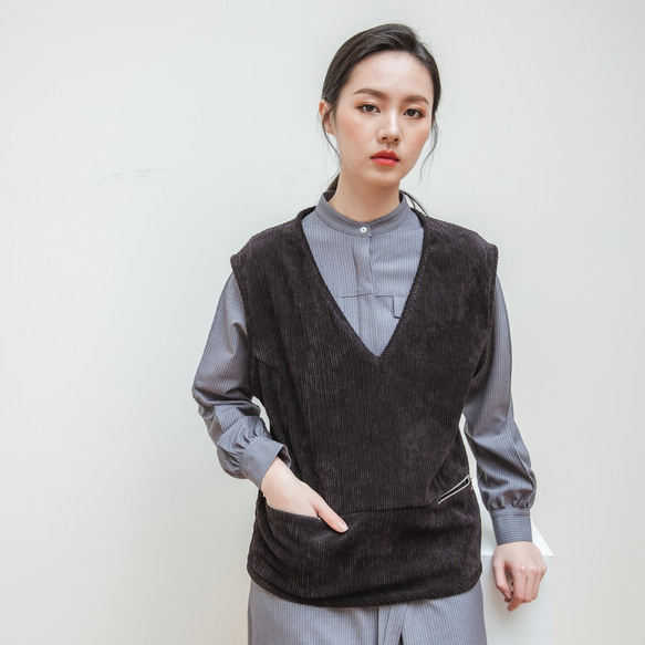 【クラシックオリジナル】Calm_XiaoMo suede vest_CLT505_black 5枚目の画像