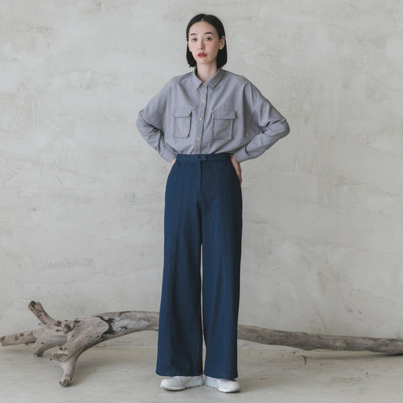 Endless_ Endless Pleated Wide Pants_9AF200_ Denim 1枚目の画像