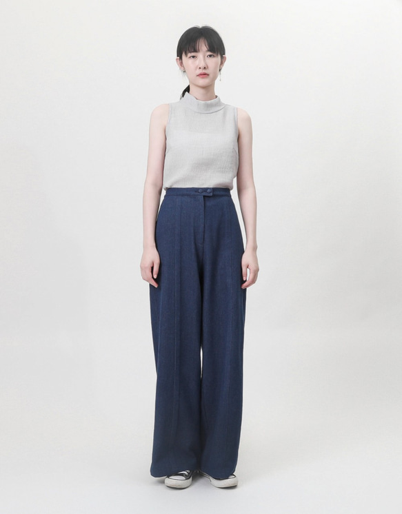 Endless_ Endless Pleated Wide Pants_9AF200_ Denim 7枚目の画像