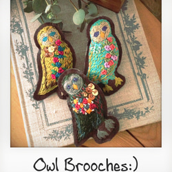 Owl pin brooch #yellow 1枚目の画像