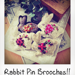 Rabbit pin brooch #Pink&Purple 1枚目の画像