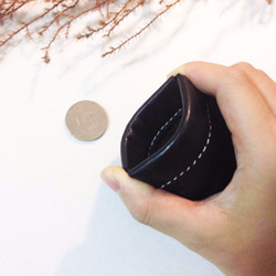 【Xuan Leather選。皮革】彈片零錢包［方形-爆裂紋茶色］全手工真皮件錢包 第3張的照片