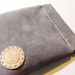 【Xuan Leather選。皮革】彈片零錢包［長形-淺灰］全手工真皮件錢包 第4張的照片