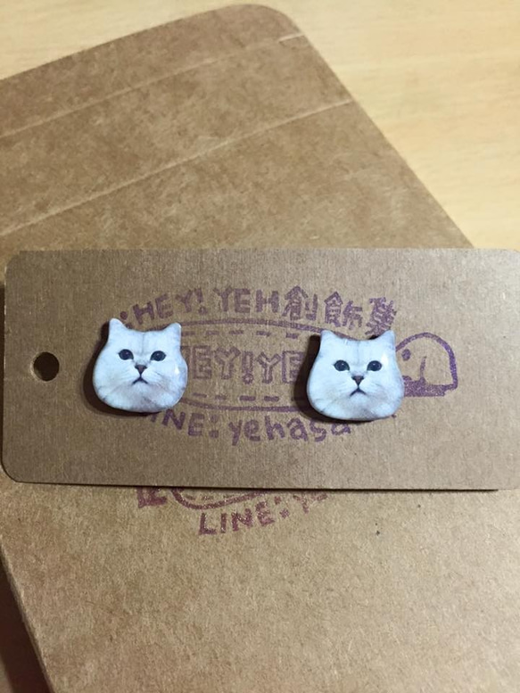 【オーダーメイド】 写真 猫 ねこ 犬 ペット ピアス/custom pet accessories 4枚目の画像