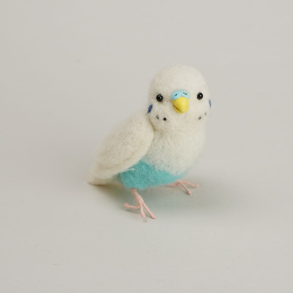 羊毛でできた小鳥 no.438 セキセイインコ 羊毛フェルト nao