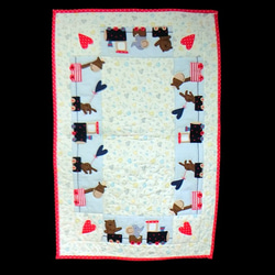 パッチワークキルト アルファベットブルー タペストリー・壁掛け