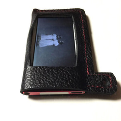 iPod nano第6.7世代レザーケース 黒 牛革ヌメシュリンク革 2枚目の画像