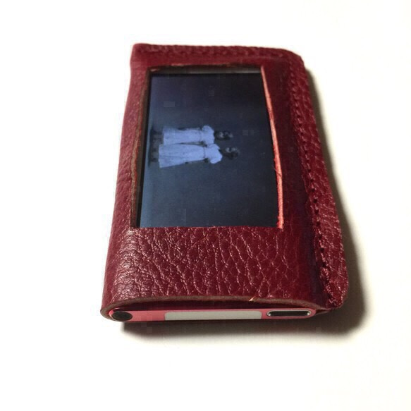 【現品処分500円】iPod nano第6.7世代レザーケース 赤 牛革ヌメシュリンク革 1枚目の画像