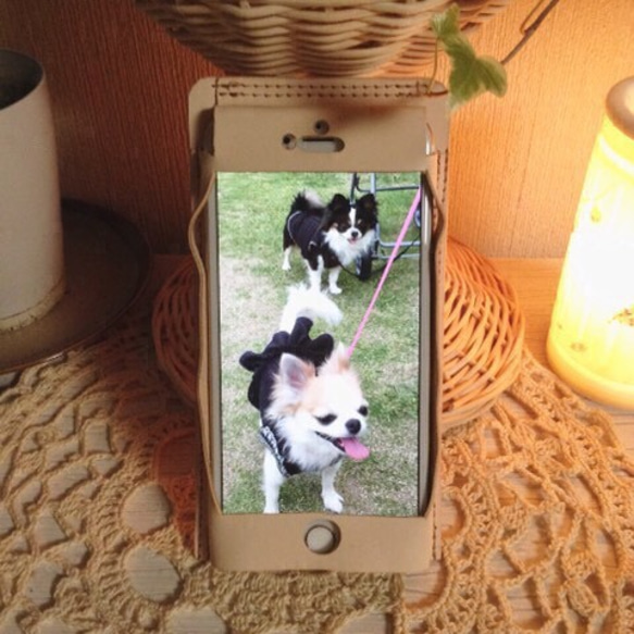 【現品処分1000円】iPhone6 plus ヌメ革きなりタンローレザーケース 牛革 2枚目の画像