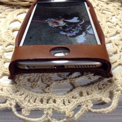 iPhone6Splus iPhone6plus牛革ヌメ革ケース タンロー茶色着色済み 4枚目の画像