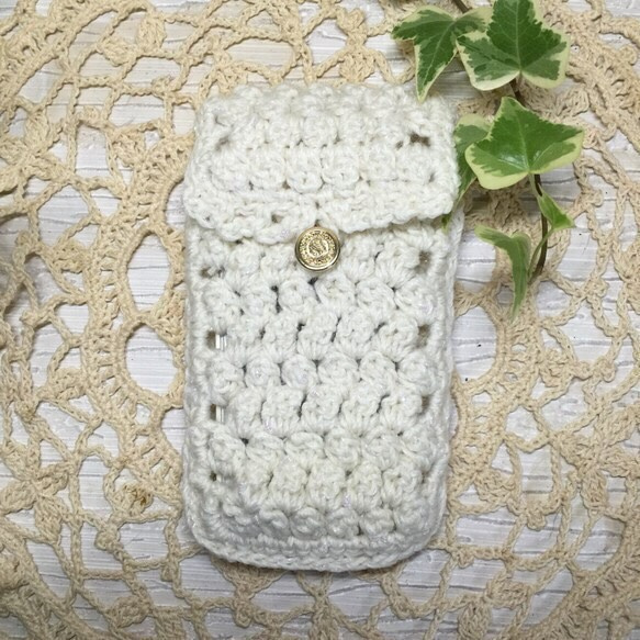 ＊かぎ針編み＊ウールのiPod touch iPhone5 iPhone5Sケース カバー 羊毛 ラメ＊ 3枚目の画像