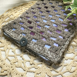 ＊かぎ針編み＊モザイク編みのiPad mini ソックス ケース カバー 羊毛 ウール 1枚目の画像