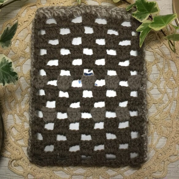 ＊かぎ針編み＊モザイク編みのiPad mini ソックス ケース カバー 羊毛 ウール 4枚目の画像