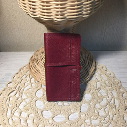 【訳あり】iPhone6レザーケース 牛革ヌメシュリンク革 赤 手帳型 カバー 2枚目の画像