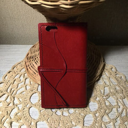 【訳あり】【栃木レザー】iPhone6S/iPhone6 レザーケース 革手帳型 栃木サドルレザー 赤 3枚目の画像