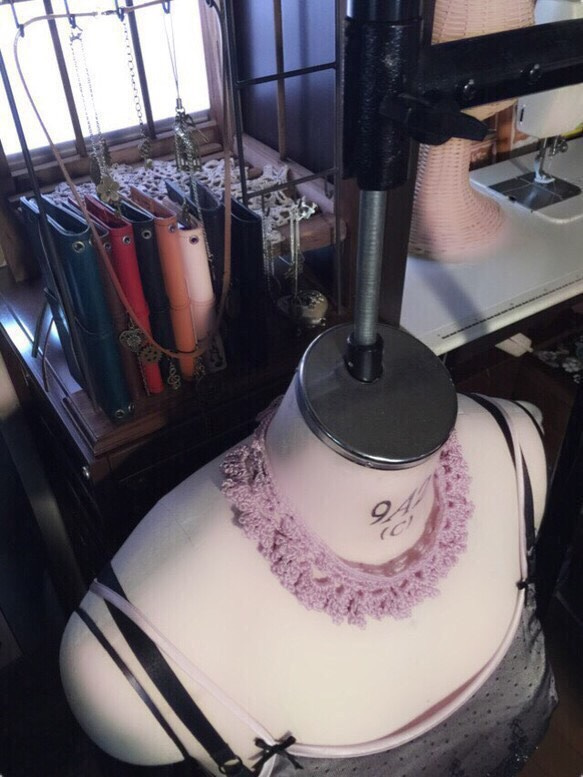 【かぎ針編み】シルクのチョーカーネックレス 4枚目の画像