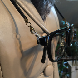 サドルレザー 眼鏡ストラップ＆眼鏡チェーン 2本セット 3枚目の画像