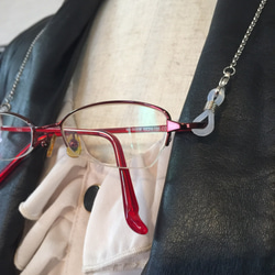 サドルレザー 眼鏡ストラップ＆眼鏡チェーン 2本セット 4枚目の画像