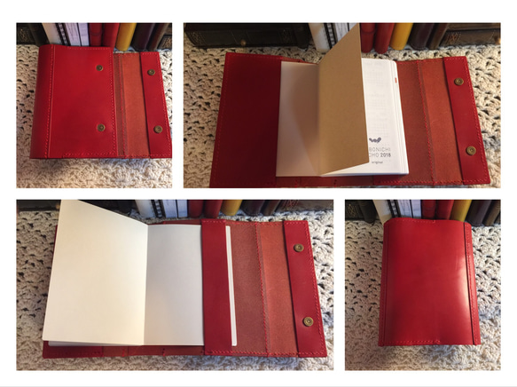 [栃木サドルレザー]色違い可ほぼ日手帳オリジナル(文庫本サイズ)カバー 手縫い 3枚目の画像