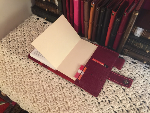 [牛革ヌメシュリンク]手縫い 文庫本サイズ A6ダイアリーケース ほぼ日手帳カバー 4枚目の画像