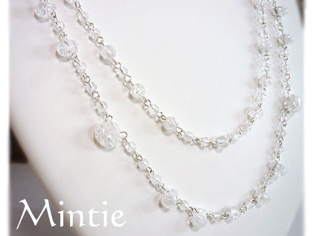 一点物★クラッククォーツとシルバーのロングネックレス 4,990円