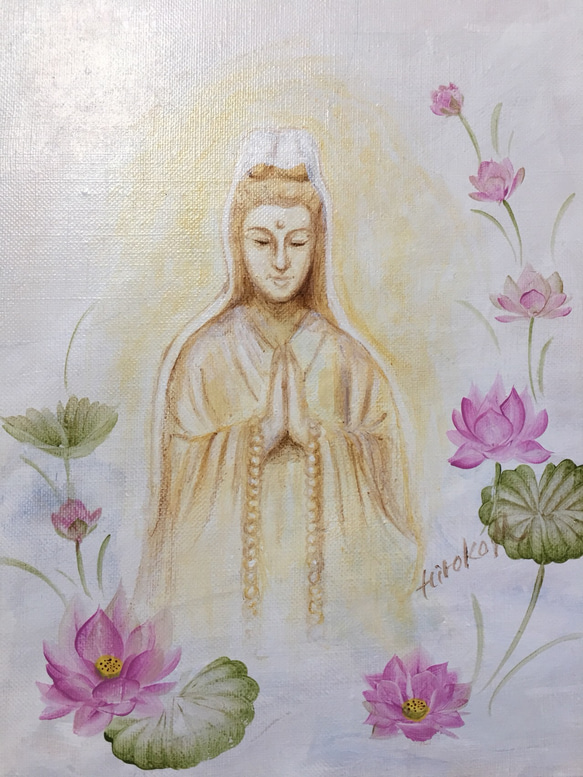 花観音 水絵画 額 無心 Kanzeon Bosatsu（観世音菩薩） - 草場一壽公式サイト